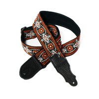 Franklin 2" Orange Retro Folk Weave Guitar Strap with Glove Leather End Tab [F1-O]