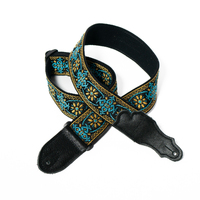 Franklin 2" Turquoise Retro Folk Weave Guitar Strap with Glove Leather End Tab [F1-T]