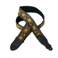 Franklin 2" Yellow Retro Folk Weave Guitar Strap with Glove Leather End Tab [F1-Y]