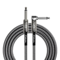 Kirlin IWCC202BK 10ft Black Entry Woven Instrument Cable RA - Straight with Chrome Ends [KIWCC202BK-10]