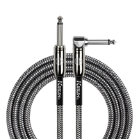 Kirlin IWCC202BK 20ft Black Entry Woven Instrument Cable RA - Straight with Chrome Ends